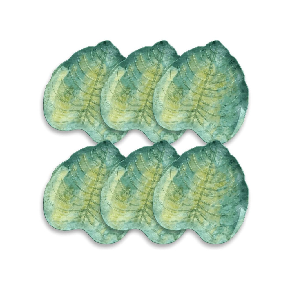 TarHong Palermo Tropical Shaped Leaf Shaped Green Bamboo Appetizer Plates, Proprietary Merge Material Mix (Bamboo Powder & Melamine) - 3