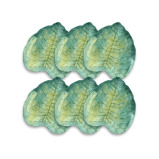 TarHong Palermo Tropical Shaped Leaf Shaped Green Bamboo Appetizer Plates, Proprietary Merge Material Mix (Bamboo Powder & Melamine) - 3 miniature
