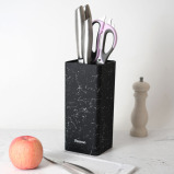 Fissman Kitchen Knife Organizer 10x10x22cm, Square Shaped, Black Marble (Plastic) - 1 miniature