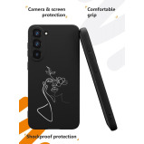 Protective Case Cover for Galaxy S23 Plus with Face & Flowers white Pattern - 4 miniature