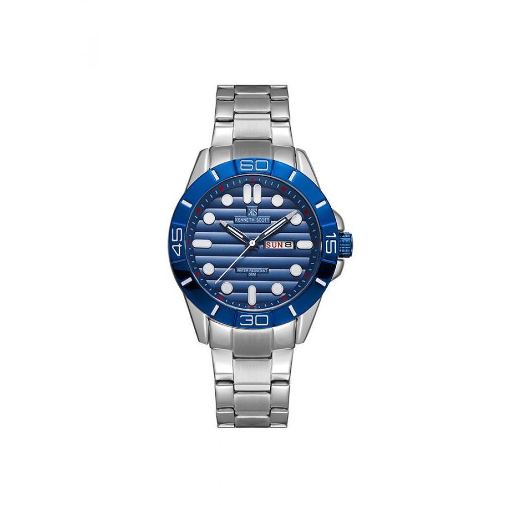 Kenneth Scott Men's Analog D.Blue Dial Watch - K22043-SBSN - 1