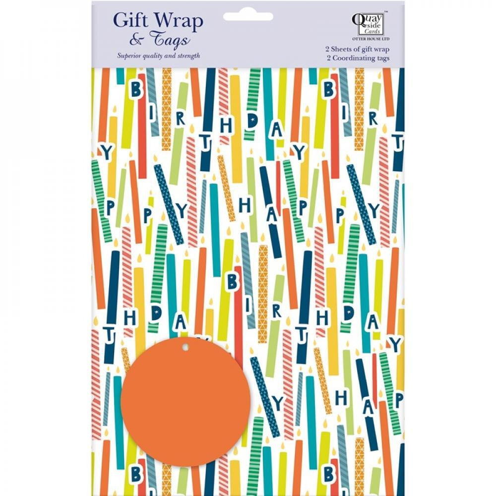 Gift Wrap & Tags - Candles (2 Sheets & 2 Tags) - 1
