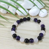 Genuine Natural Black Tourmaline Amethyst Rose Quartz Bracelets For Women 8mm Healing Crystal Stretch Round Bead Bracelet  - 1 miniature
