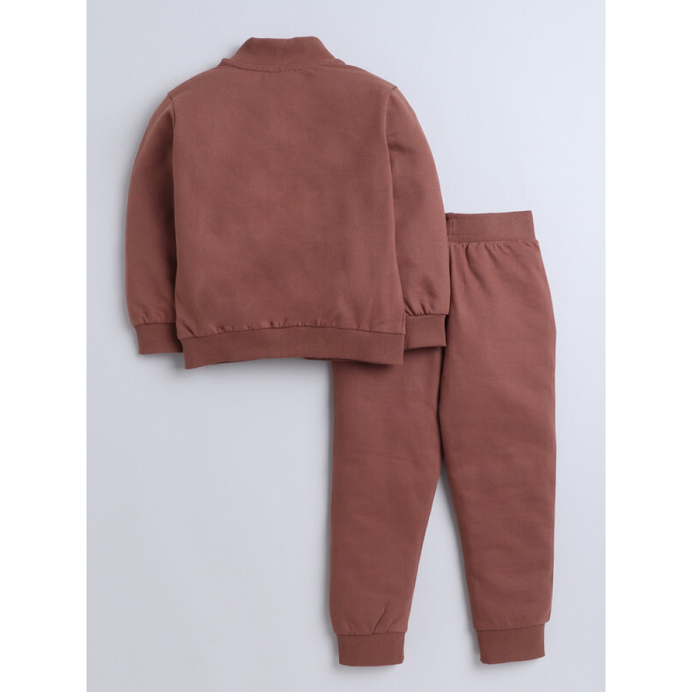 Boys' 3-Piece Set Tracksuits - Off-white Long tee, Brown Fullzipper Crew Jacket and Jogger , (12-18 M) - 6