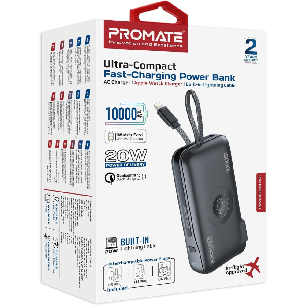 Promate Сверхкомпактный Настенный Зарядный Аккумулятор Power BANK 10000 мАч - 1