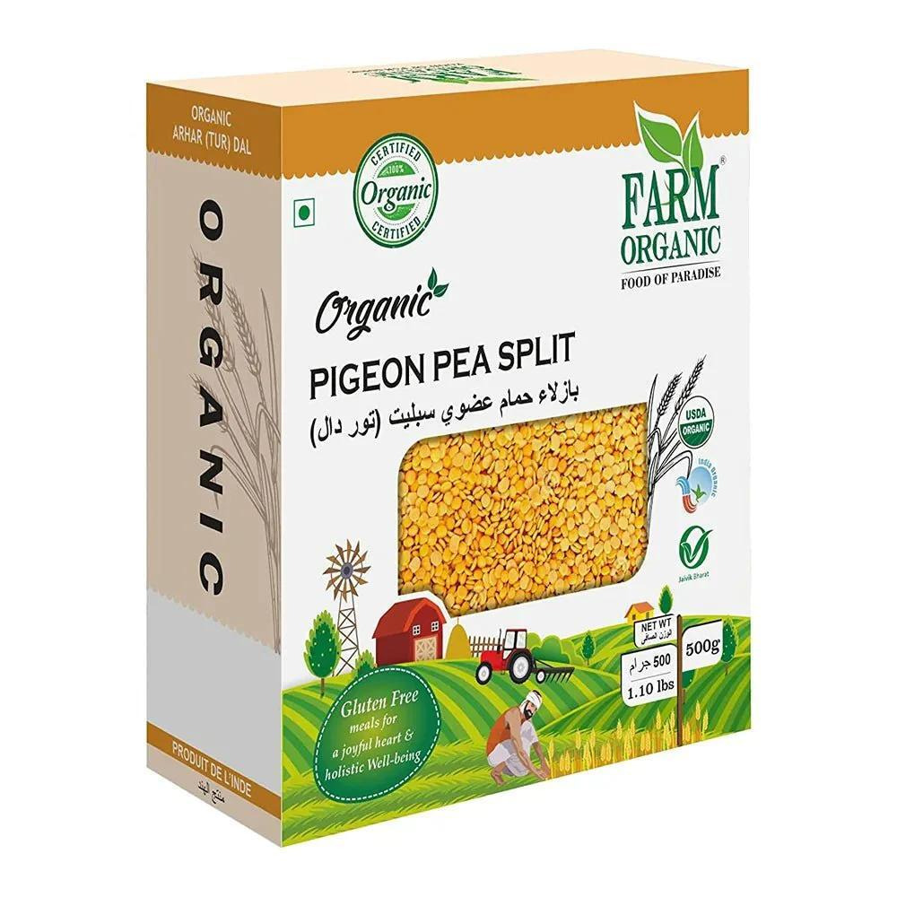 Farm Organic Gluten Free Yellow Split Pigeon Peas (Arhar Dal) - 500g - 1
