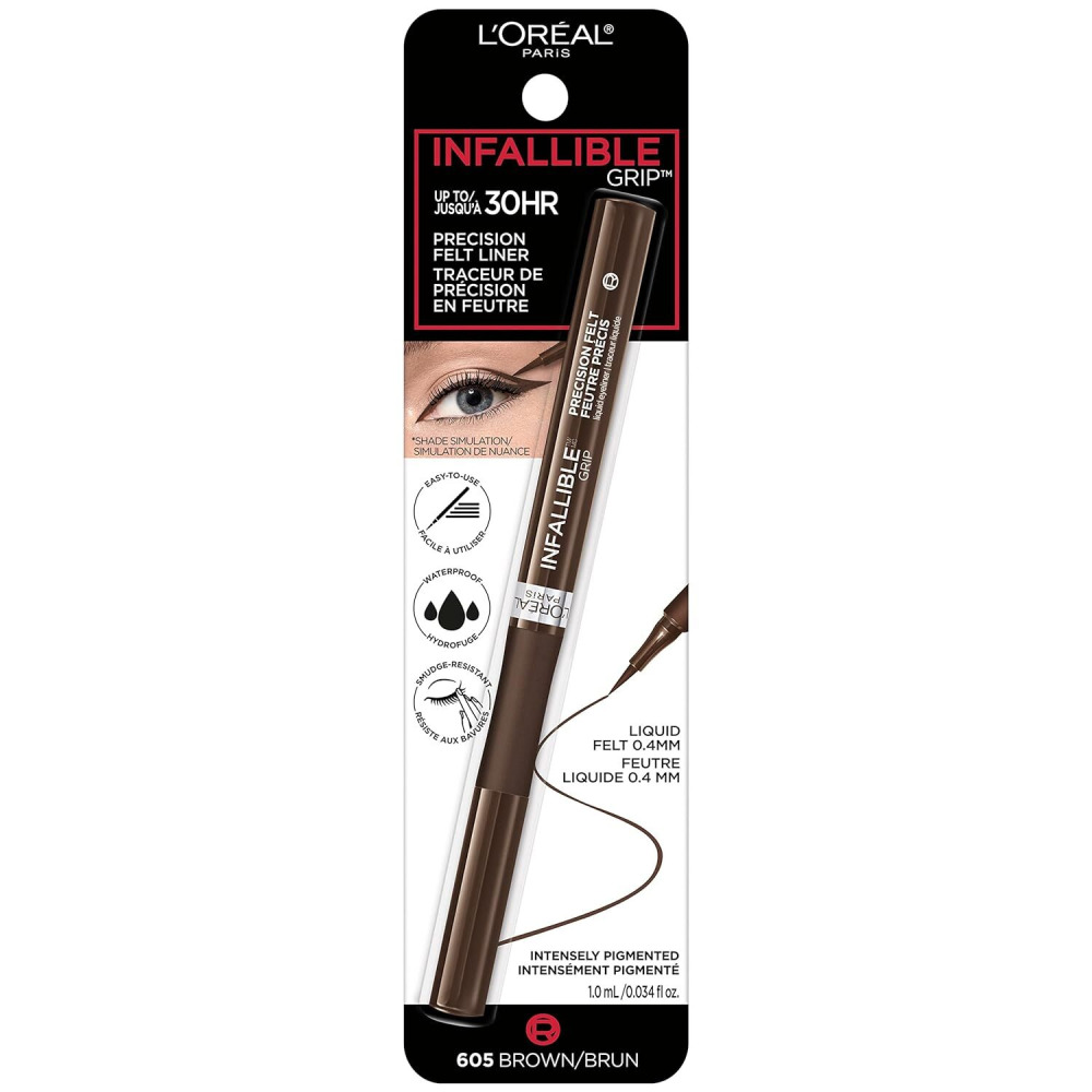 L’Oréal Paris L’Oreal Paris Makeup Infallible Grip Precision Felt Eyeliner, Smudge Resistant, Long Lasting Waterproof Eyeliner, Brown, Brown - 2