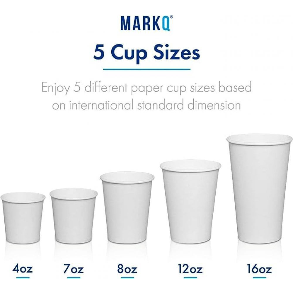 MARKQ / Paper cups, Available in 4 oz/7 oz/8 oz/12 oz/16 oz, White, 50 cups - 3