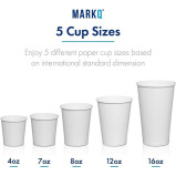 MARKQ / Paper cups, Available in 4 oz/7 oz/8 oz/12 oz/16 oz, White, 50 cups - 3 miniature