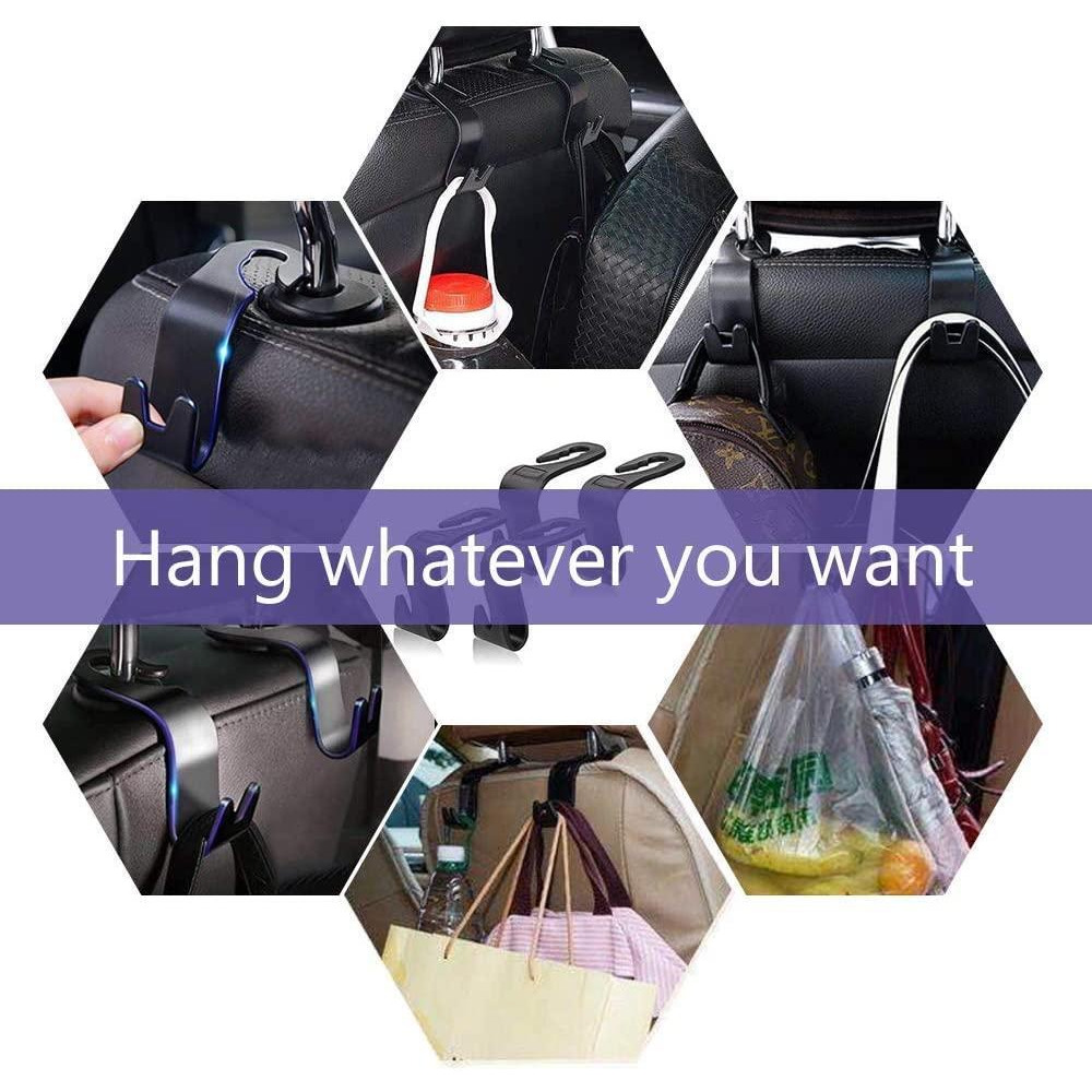 Chenmay / Vehicle car backseat headrest hanger storage organizer, black, 4 pcs - 8