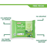 Simple, Exfoliating Face Wipes cleansing wipes for sensitive skin, 20 wipes - 3 miniature