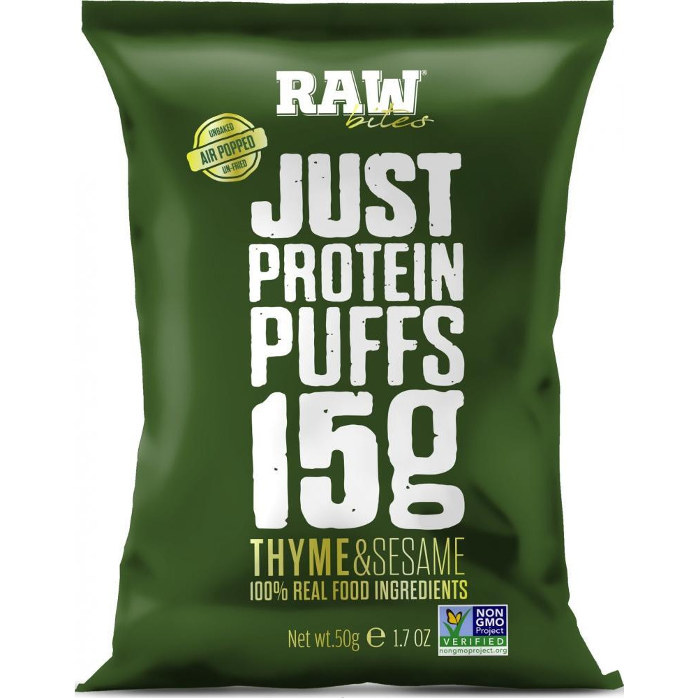 Raw Bites Gluten-Free Thyme & Sesame Chilli Protein Puffs 50g - 1