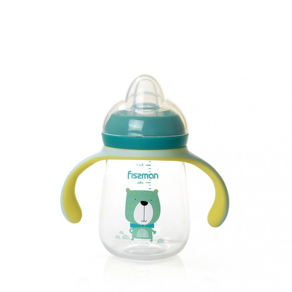 Fissman Training Cup for Toddler Drinkware With Spout And Straw Spill Proof Sippy With Handle Blue - 260ml - 1