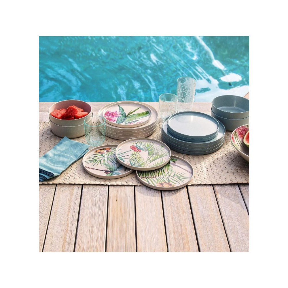 TarHong Palermo Tropical Bamboo Round Platter, 14"", Proprietary Merge Material Mix (Bamboo powder & Melamine)" - 3