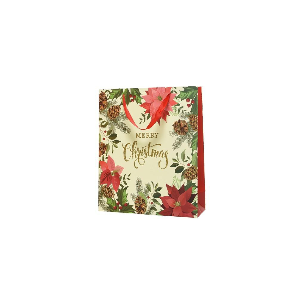 Kaemingk Decoris Бумажный Прямоугольный Подарочный Пакет 48См Poinsettia с Ручкой - 1