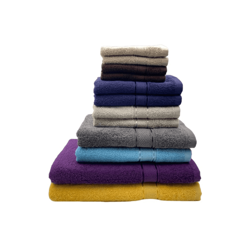 BYFT Daffodil Face Hand Bath Towels Bathrobe Adult, 6yr Kid 500 Gsm Multicolor Stripe Diamond Dobby 100% Cotton Set of 16 - 2