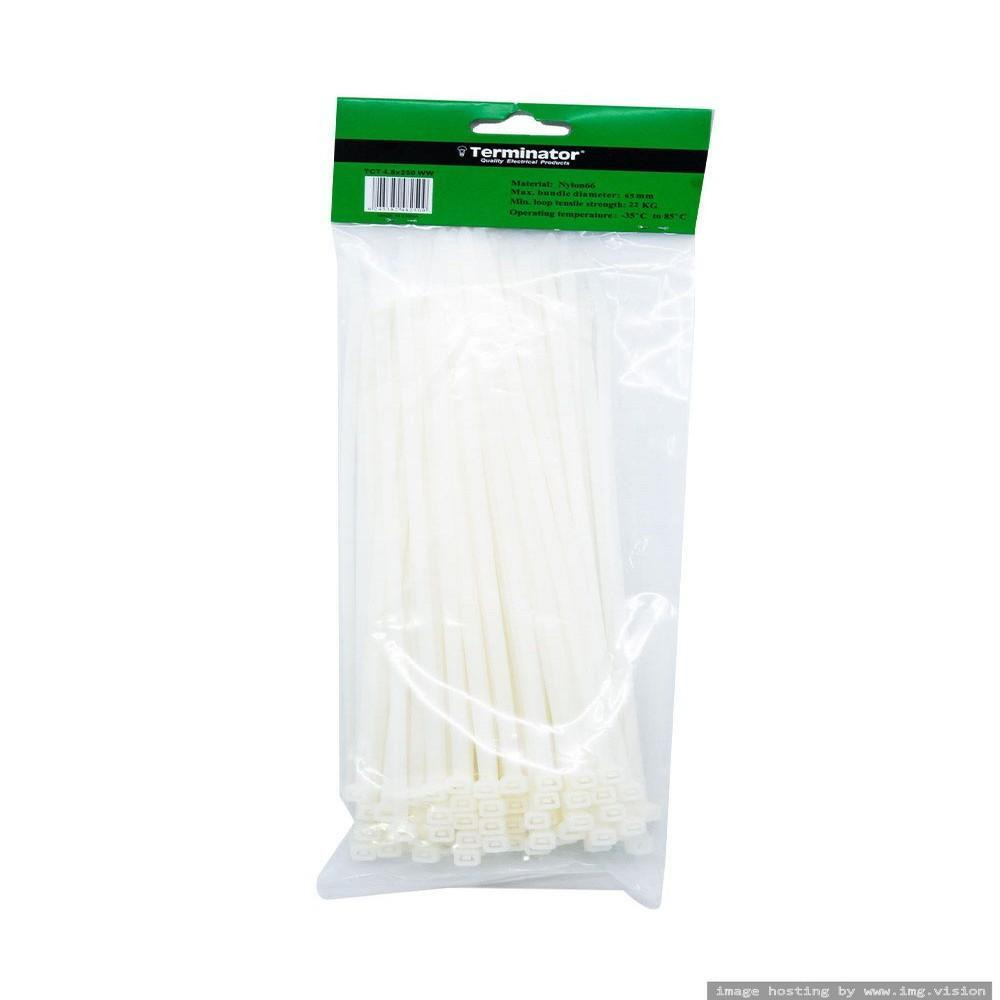 Кабельная-стяжка Terminator белая ТСТ 4,8 х 250 мм - 1