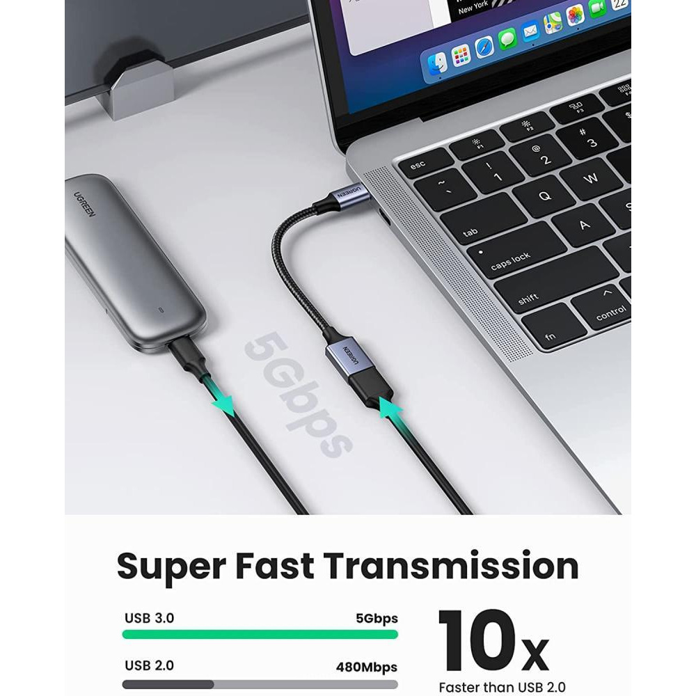 UGREEN / Charging cable, USB C to USB 3.0 adapter braided Type C Male to USB female OTG data cable, Samsung - 2