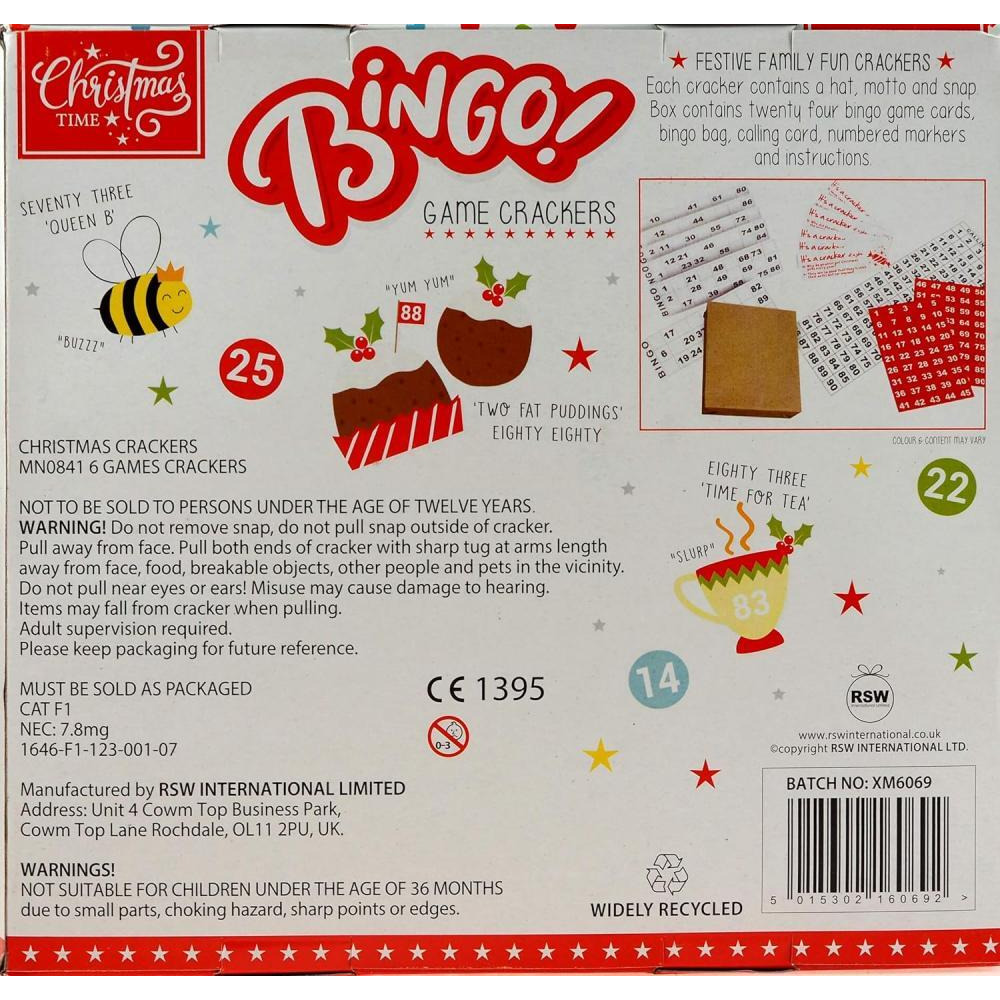 RSW 6 Bingo Game Crackers Multicolor - 3