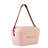 Polarbox Classic Cooler Box with Leather Strap, Nude - Olive Green Rigid Thermal Insulated Ice for Beach, Picnic Party Convertible Lid Polypropylene I - 1 miniature