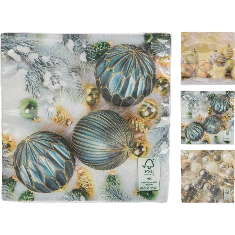 Koopman Xmas Napkins 33 x 33 cm Set of 16 Assorted 1 Set Baubles - 1