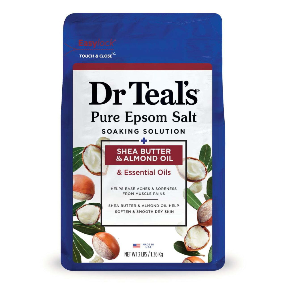 Bath salt, Dr Teal's, Soaking solution, Pure Epsom salt, Shea butter and Almond oil, 3 lbs (1.36 kg) - 1