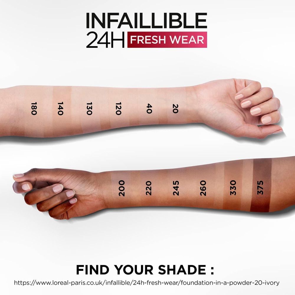 L'oreal Paris Infaillible 24H Fresh Wear Powder FOUNDATION, ВОДОСТОЙКАЯ, 120 Warm VANILLA, 9 г - 6