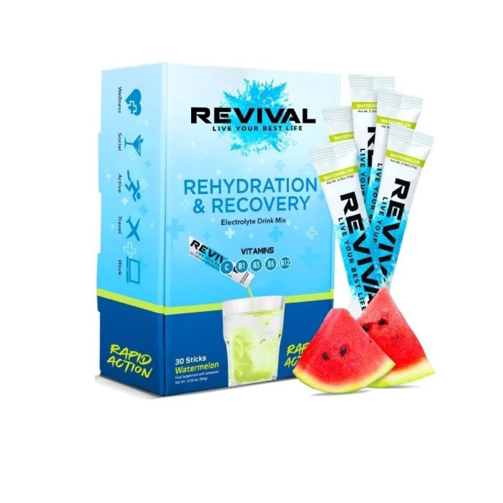 إحياء إعادة الترطيب السريع، مسحوق الإلكتروليتات - 30 عبوة، بطيخ - 1