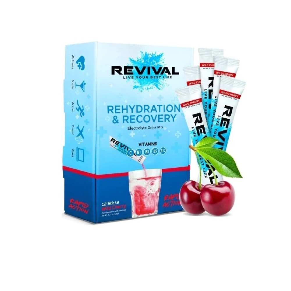 Revival Rapid Rehydration Electrolytes Powder - 12 Pack, Wild Cherry - 1