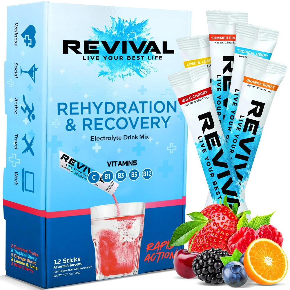 Revival Rapid Rehydration Electrolytes Powder - 12 Pack, Assorted Flavours - 1