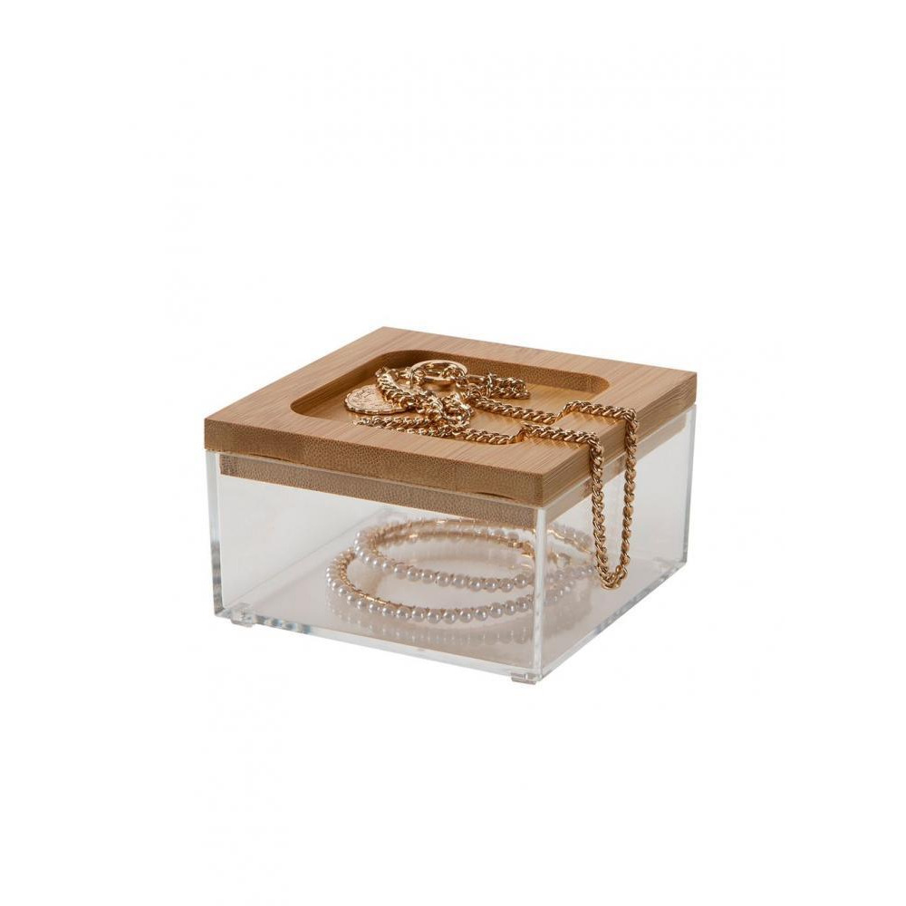 Квадратный Органайзер Simplify Clear с Бамбуковой КРЫШКОЙ, Маленький - 3