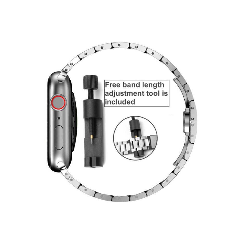 Perfii Stainless Steel Caterpillar Link Replacement Band for Apple Watch 41, 40, 38 mm Series 8/7/6/SE/5/4/3 - 3