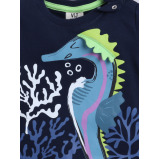 Victor and Jane Boys' Sea Horse Navy and Neon Green T-Shirt and Shorts Set 3-6M - 2 miniature