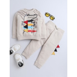 طقم مكون من قطعتين للأولاد - سويت شيرت وبنطال رياضي (12-18 شهرًا) بيج - 5 miniature