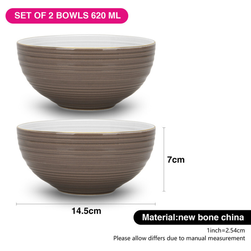 Fissman 2-Piece Bowls Firmina Brown 14.5x7cm / 620ml New Bone China - 3