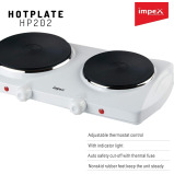 Electric Hot Plate Impex HP 202 Stainless Steel Double with Auto Thermostat, 2500W - 3 miniature