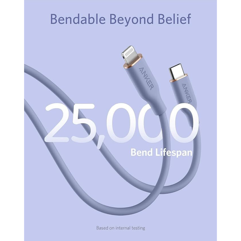 Anker, PowerLine III Flow USB-C to Lightning Cable, 0.9 m, Lavender grey - 3