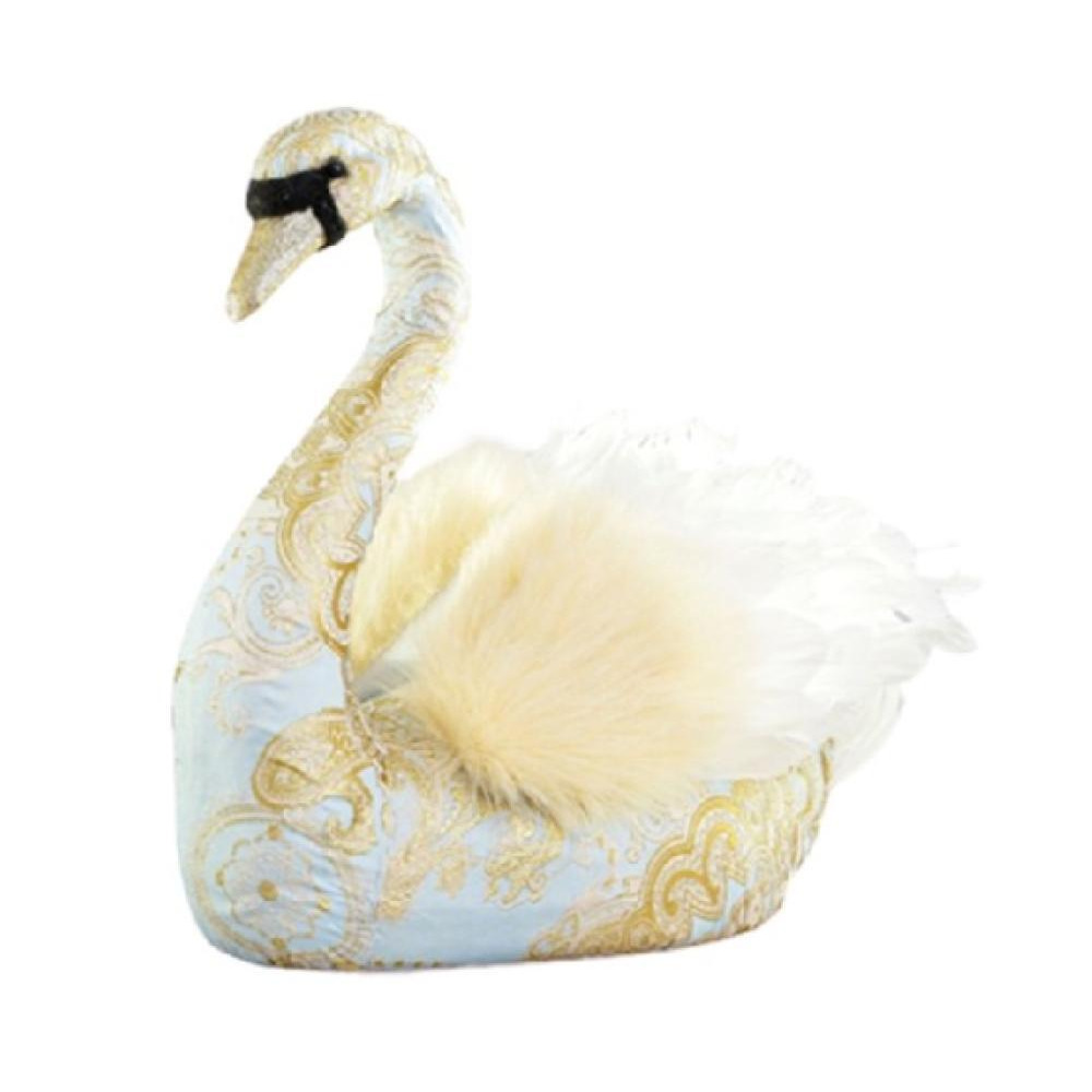 حلية بجعة من القماش مقاس 35 سم من سويفت باللون الأزرق والذهبي - 1