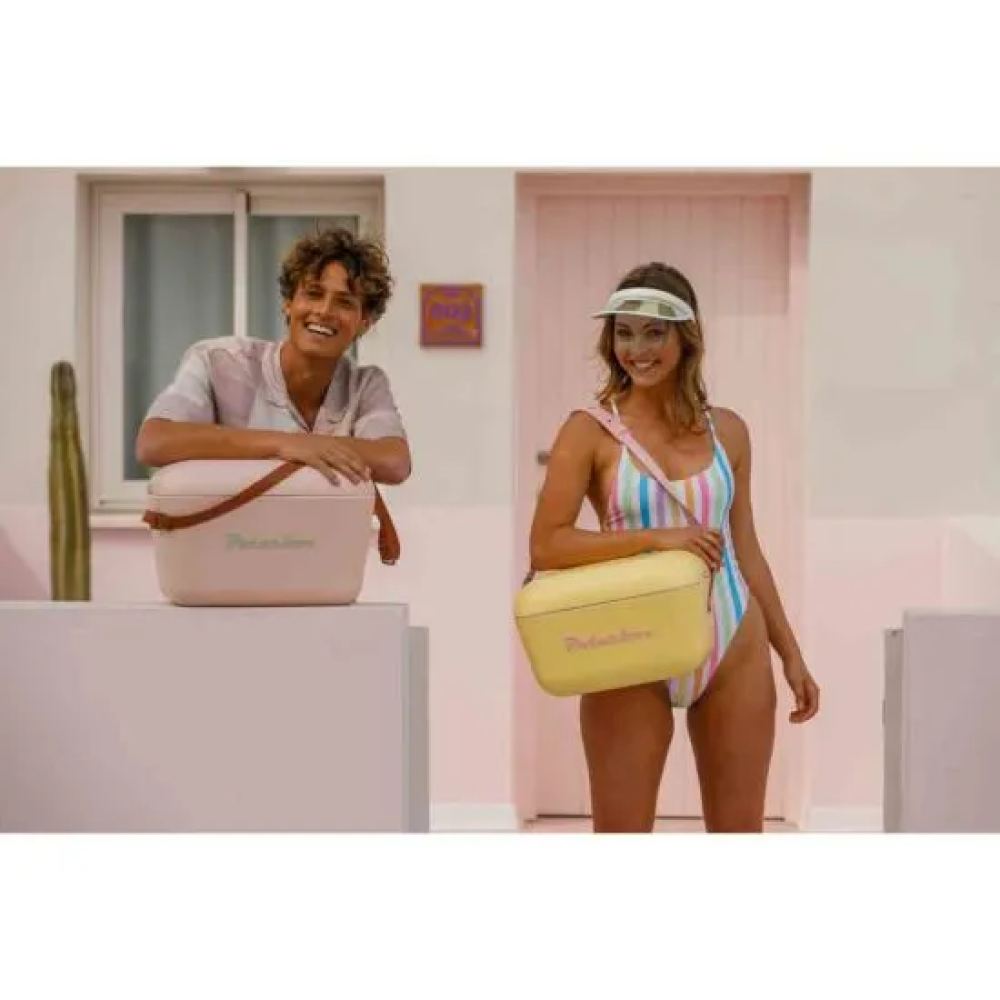 Polarbox Classic Cooler Box with Leather Strap, Nude - Olive Green Rigid Thermal Insulated Ice for Beach, Picnic Party Convertible Lid Polypropylene I - 4