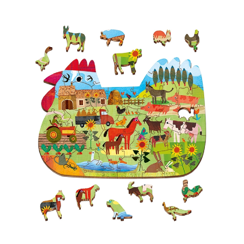Ludattica Woody Puzzle The Farm for Kids from Age 3-6, Great for learning and Educational Purpose. - 2