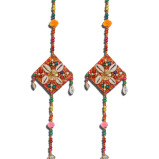 JH Gallery Handmade Recycled Material Rajasthani Dolls Door Hangings, Wall Hanging, Home Décor, Home Furnishing, Diwali Gift, 38 Inche - 4 miniature