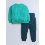 طقم مكون من قطعتين للأولاد - سويت شيرت وبنطال رياضي، (12-18 شهرًا) أخضر فاتح-أخضر غامق - 2 miniature