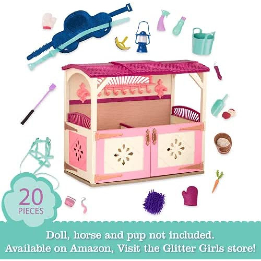 Glitter Girls by Battat – All Asparkle Acres Riding Stable Set – Accessory set for 14-inch horses - 14 inch Doll Accessories and Clothes for Girls Age - 2