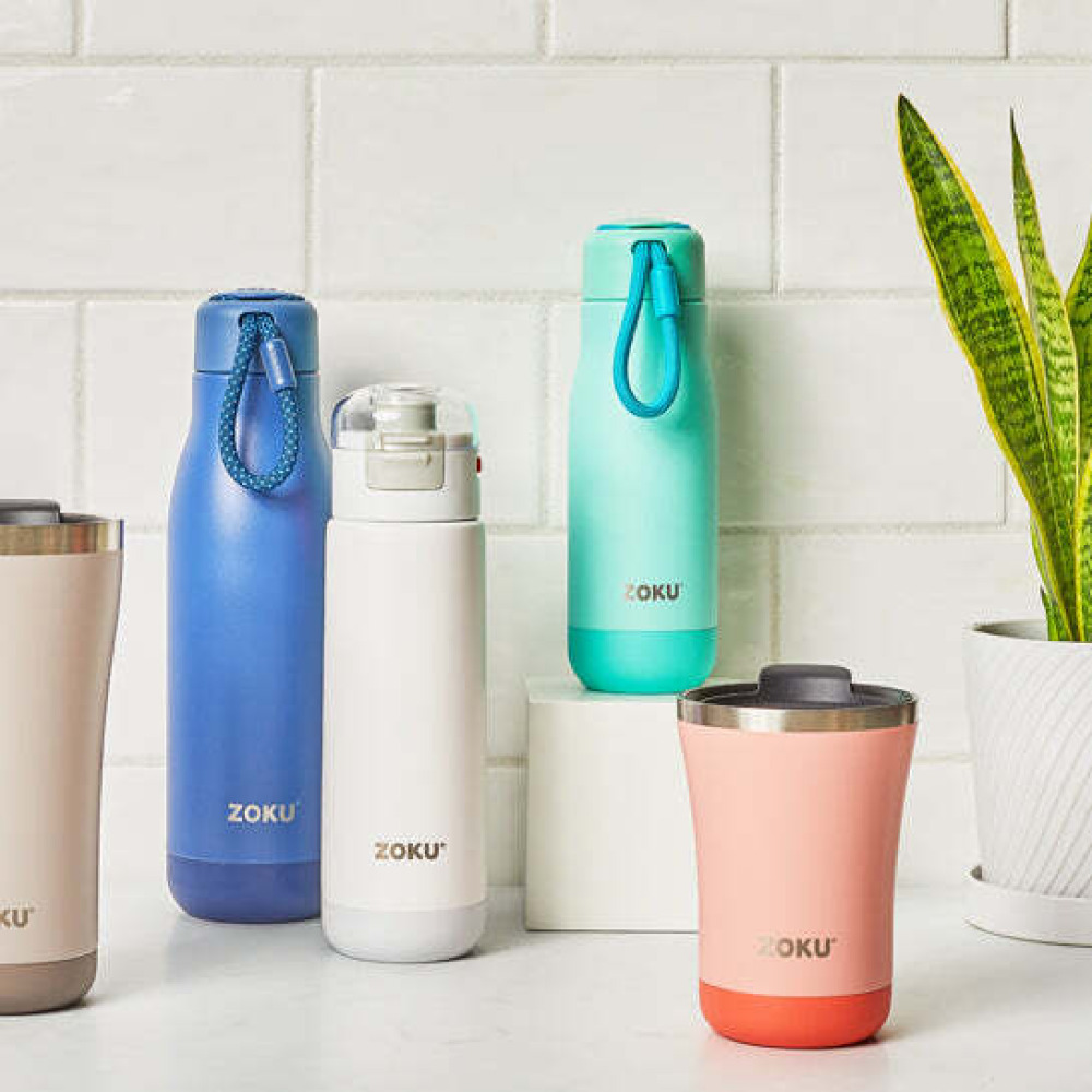 Zoku Vaccum Insulated Double Walled Powder Coated Stainless Steel Bottle,  Pink,  500ml - 3