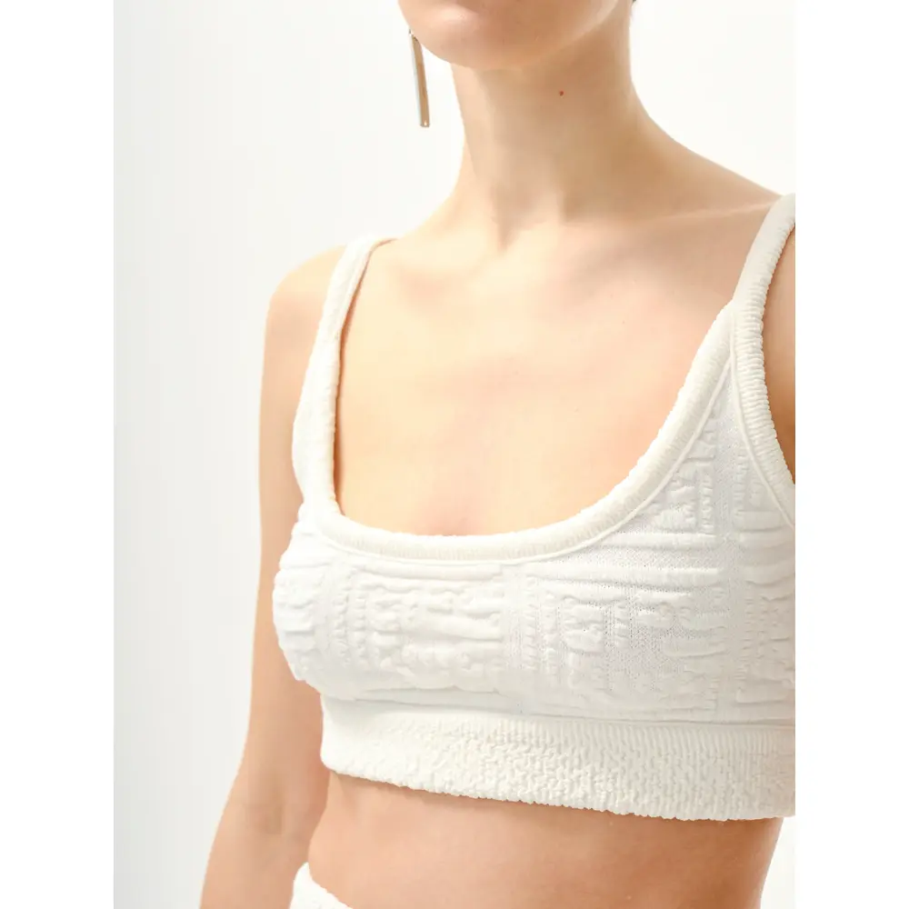 KNTLGY Tennis Look White Knitted Crop Tank Top, L - 2