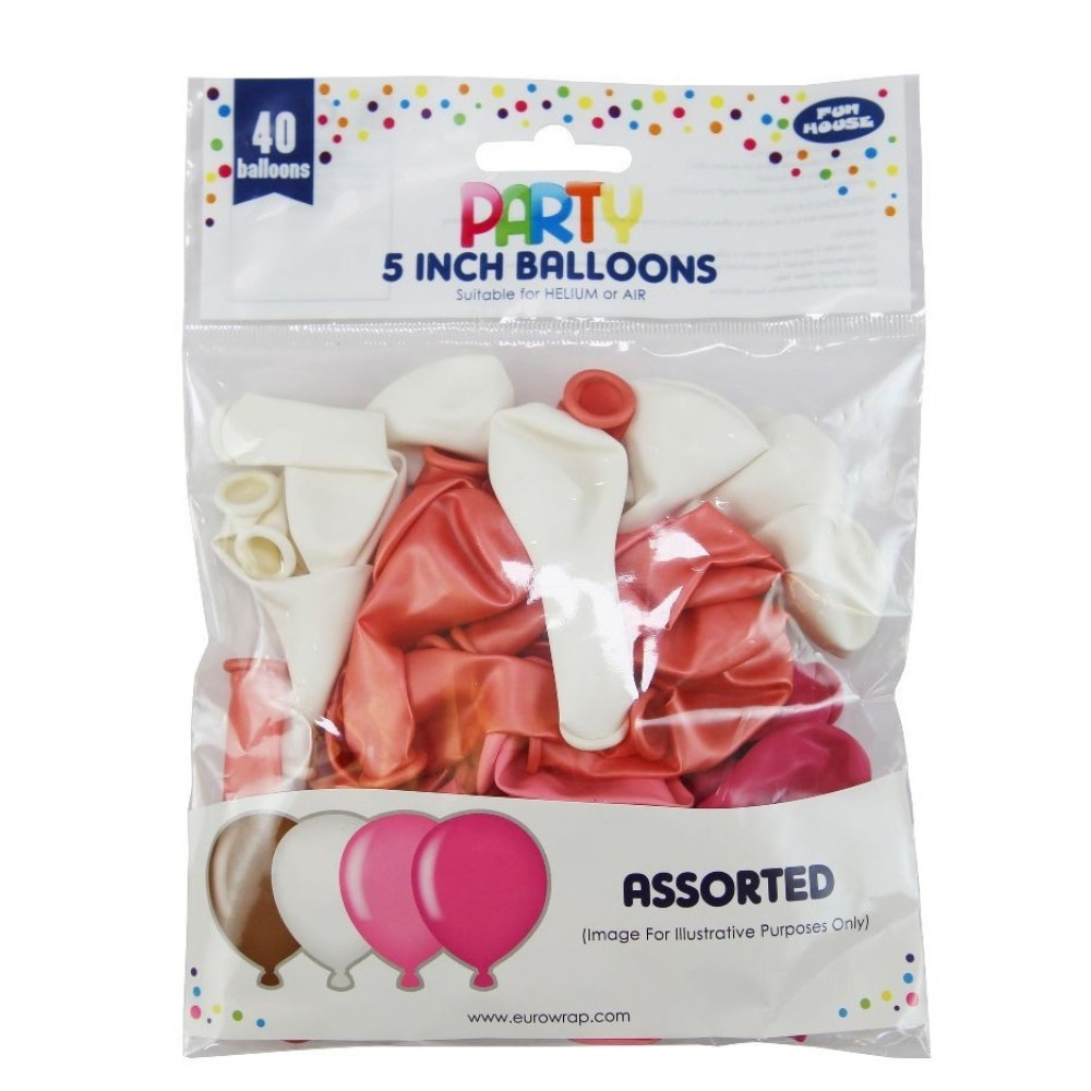 Fun House 5 Inch Pink Balloons Pack of 40 - 1