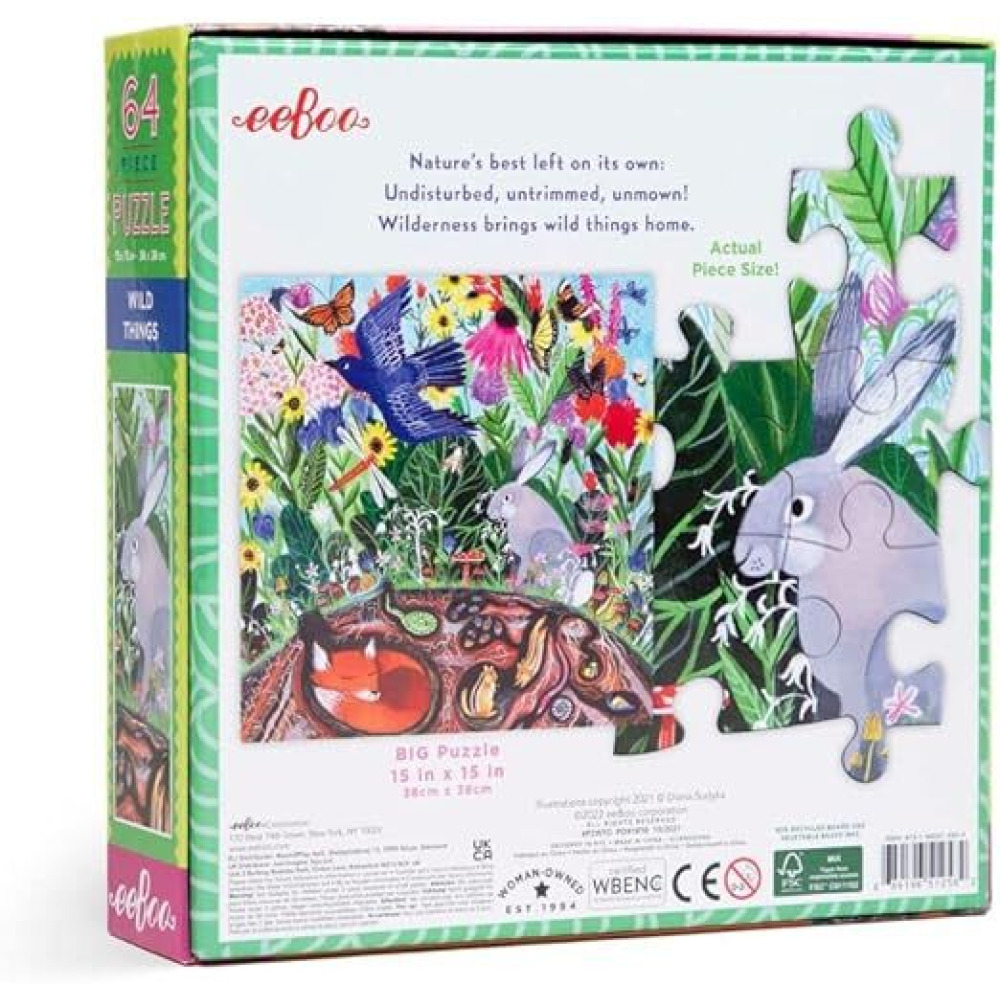 пазл Eeboo Wild THINGS, 64 Предмета, МНОГОЦВЕТНЫЙ, ДЛЯ обучения И развлечения детей. - 2