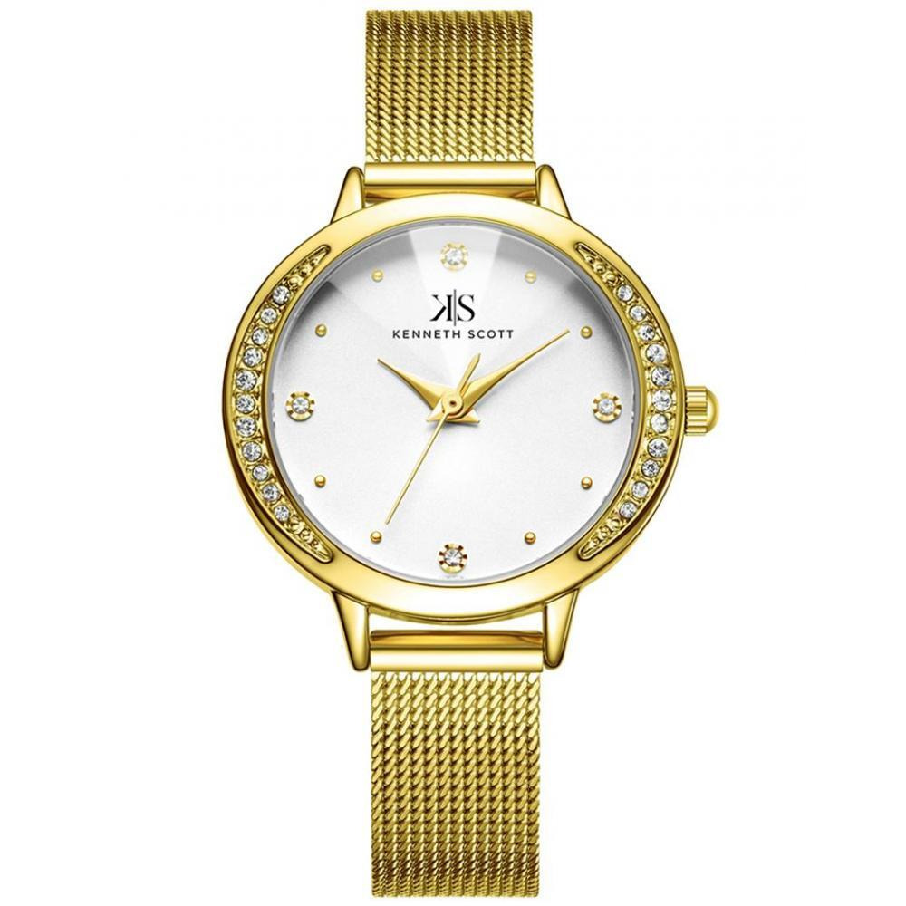 Kenneth Scott Women's White Dial Analog Watch - K22523-GMGW - 1