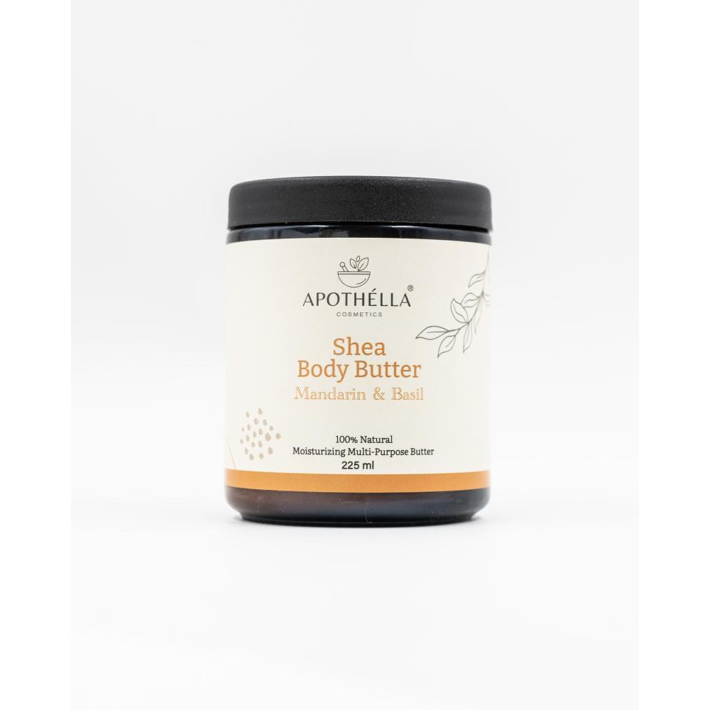 Apothélla All-Natural Shea Body Butter - 225 g - Mandarin \& Basil - 1