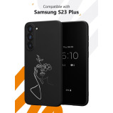 Protective Case Cover for Galaxy S23 Plus with Face & Flowers white Pattern - 2 miniature